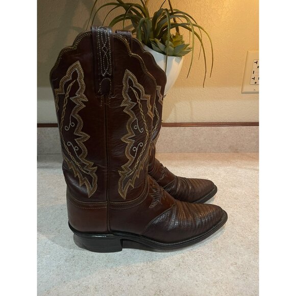 Lucchese 1883 Lizard Cowboy Boots With Embroidered Western Design Size 7 - Picture 2 of 14